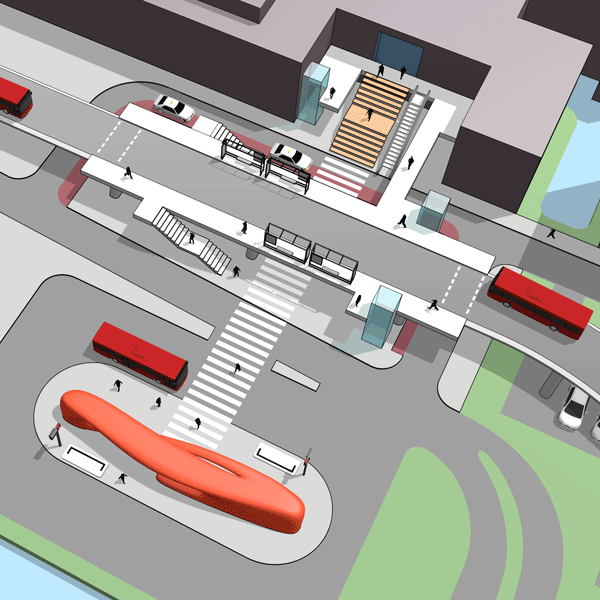 Ingang hoofddorp Ziekenhuis informatieve illustratie en 3D kaart
