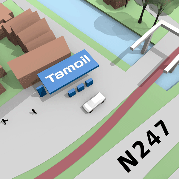Tamoil 3D kaart Edam busstation met N247